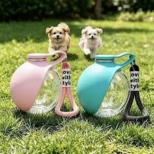 dog water bottle portable,2in1 round dog water bowl pet 10oz