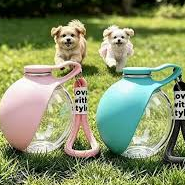 dog water bottle portable,2in1 round dog water bowl pet 10oz